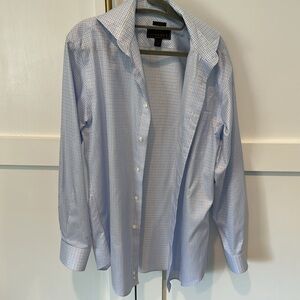 Jos. A. Bank Blue Dress Shirt with Subtle Grid Pattern